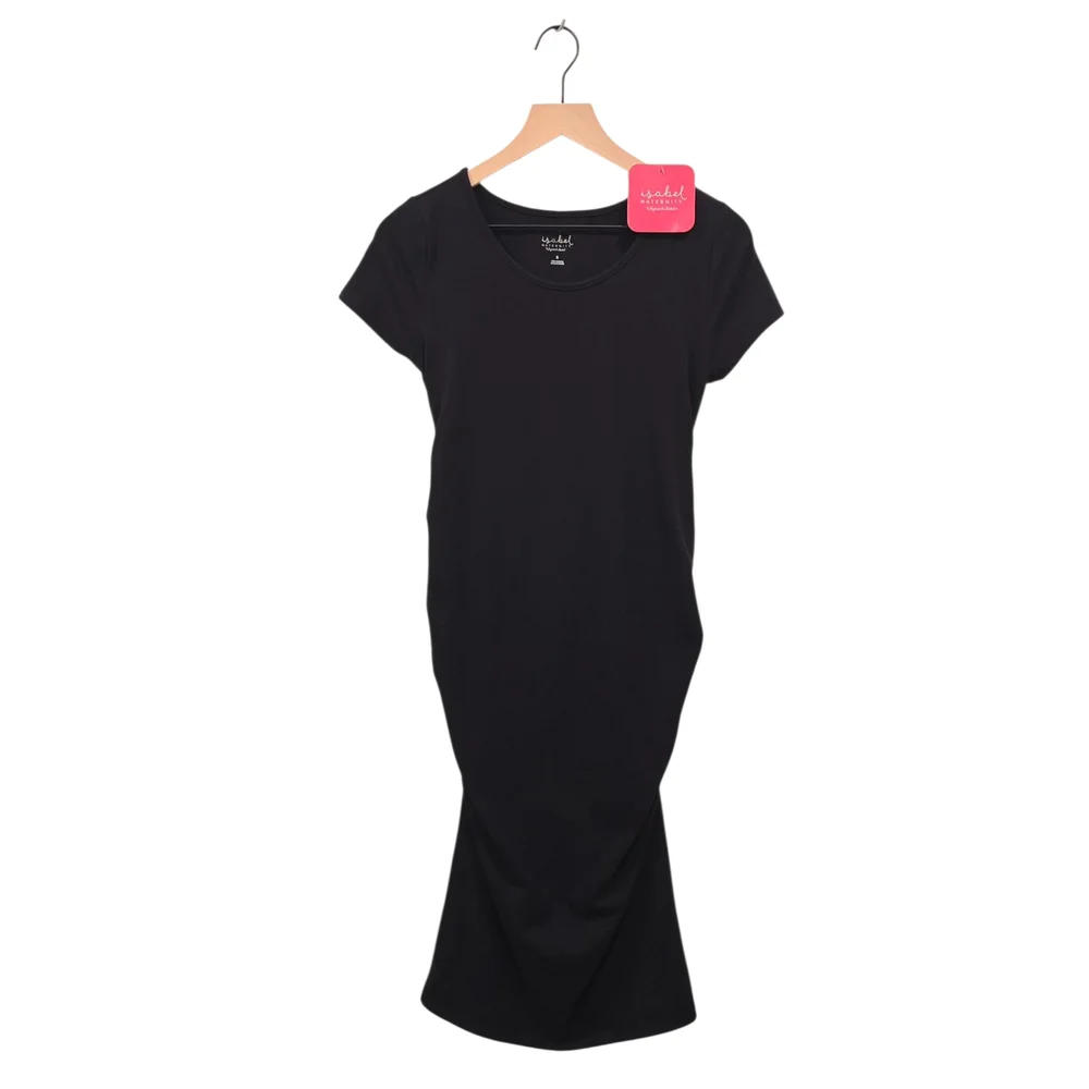Isabel Maternity, Women's Short Sleeve T Shirt Maternity Dress, Black Small, NWT - Picture 2 of 9